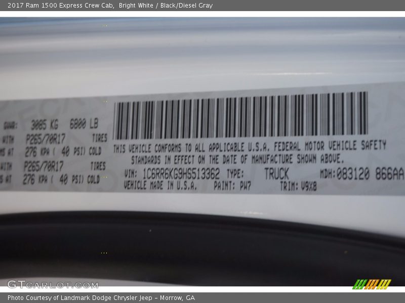 Bright White / Black/Diesel Gray 2017 Ram 1500 Express Crew Cab