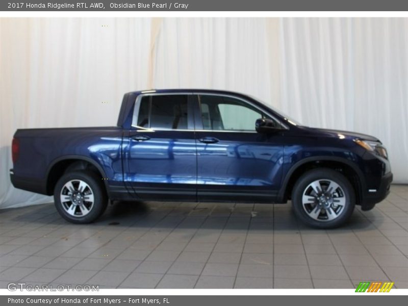 Obsidian Blue Pearl / Gray 2017 Honda Ridgeline RTL AWD