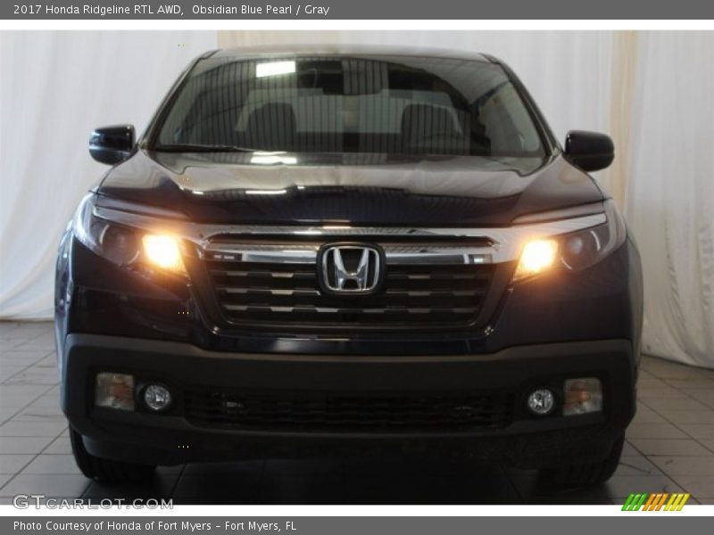 Obsidian Blue Pearl / Gray 2017 Honda Ridgeline RTL AWD