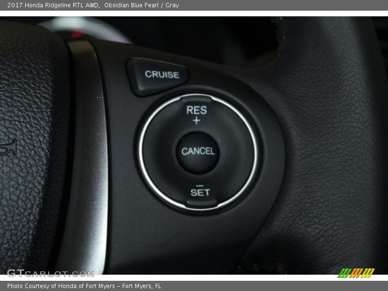 Obsidian Blue Pearl / Gray 2017 Honda Ridgeline RTL AWD