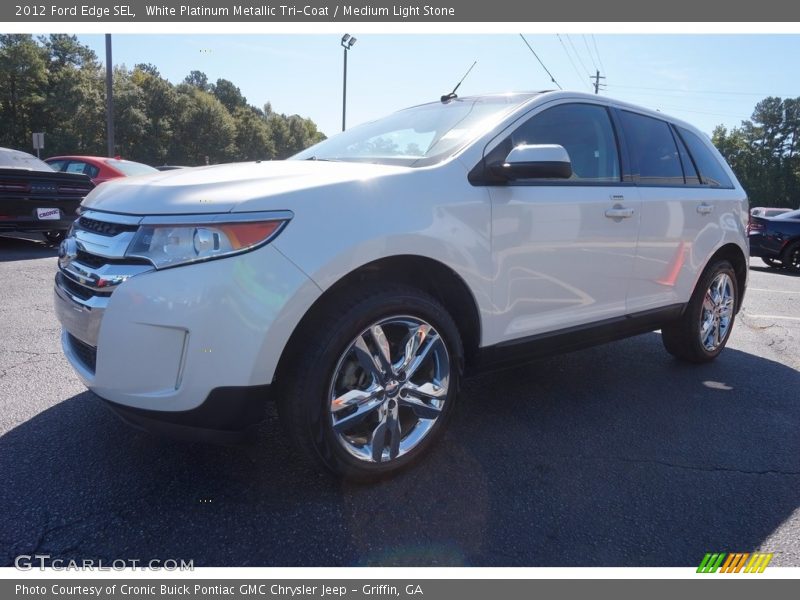 White Platinum Metallic Tri-Coat / Medium Light Stone 2012 Ford Edge SEL