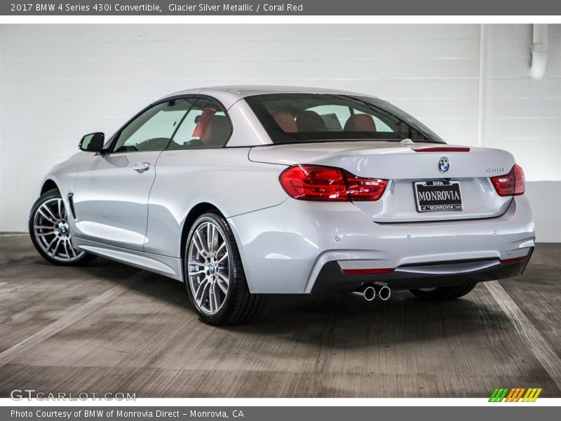 Glacier Silver Metallic / Coral Red 2017 BMW 4 Series 430i Convertible