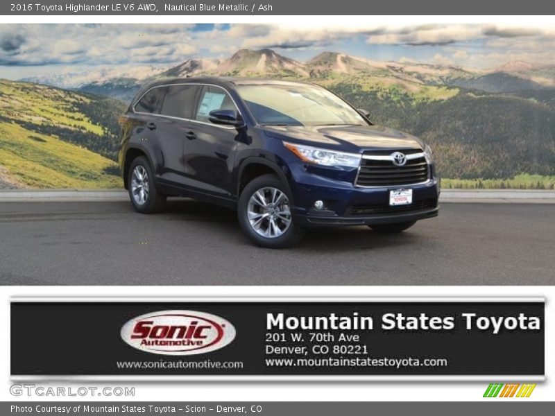 Nautical Blue Metallic / Ash 2016 Toyota Highlander LE V6 AWD