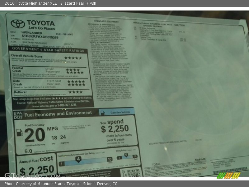 Blizzard Pearl / Ash 2016 Toyota Highlander XLE