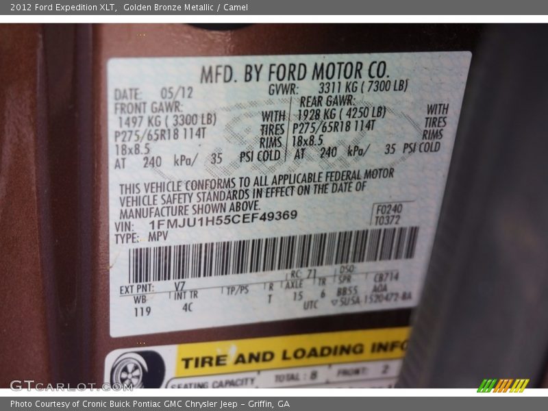 Golden Bronze Metallic / Camel 2012 Ford Expedition XLT