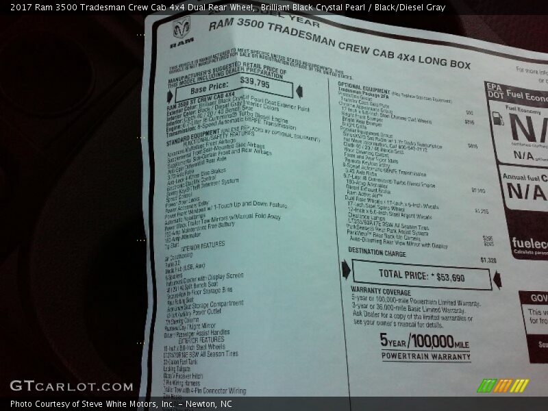 Brilliant Black Crystal Pearl / Black/Diesel Gray 2017 Ram 3500 Tradesman Crew Cab 4x4 Dual Rear Wheel