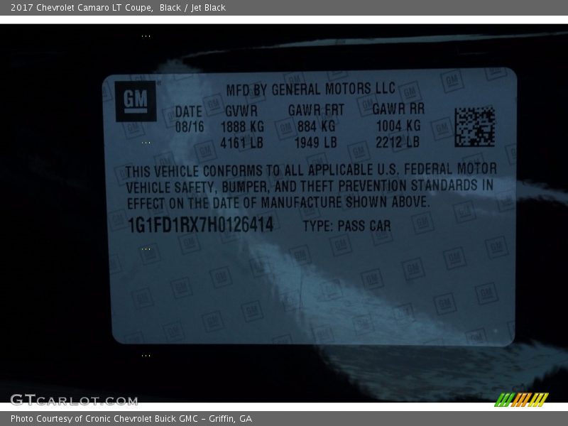 Black / Jet Black 2017 Chevrolet Camaro LT Coupe