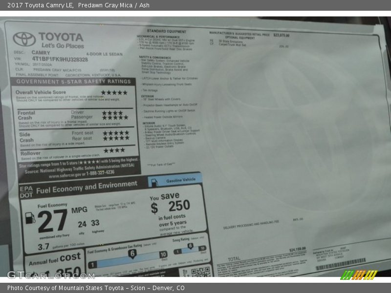 Predawn Gray Mica / Ash 2017 Toyota Camry LE