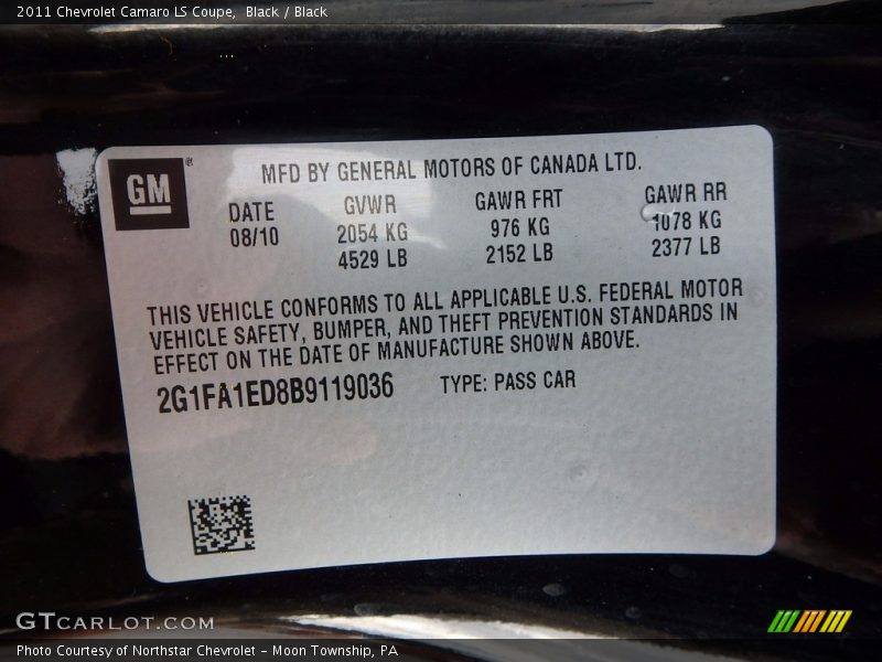 Black / Black 2011 Chevrolet Camaro LS Coupe