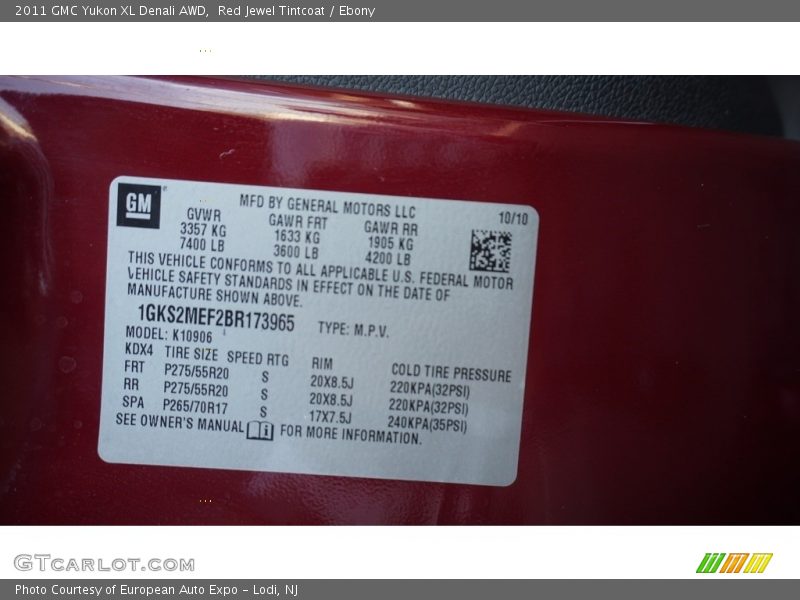 Red Jewel Tintcoat / Ebony 2011 GMC Yukon XL Denali AWD