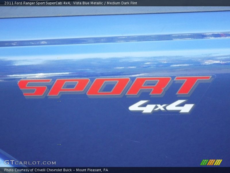 Vista Blue Metallic / Medium Dark Flint 2011 Ford Ranger Sport SuperCab 4x4