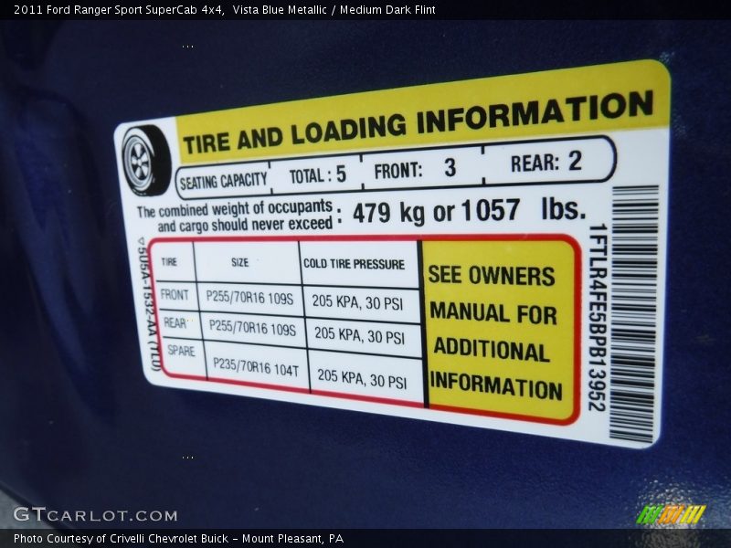 Vista Blue Metallic / Medium Dark Flint 2011 Ford Ranger Sport SuperCab 4x4