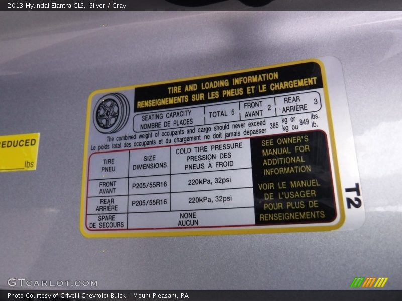 Silver / Gray 2013 Hyundai Elantra GLS