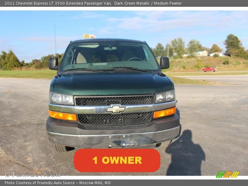 Dark Green Metallic / Medium Pewter 2011 Chevrolet Express LT 3500 Extended Passenger Van