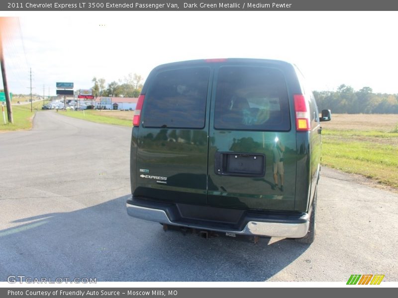 Dark Green Metallic / Medium Pewter 2011 Chevrolet Express LT 3500 Extended Passenger Van