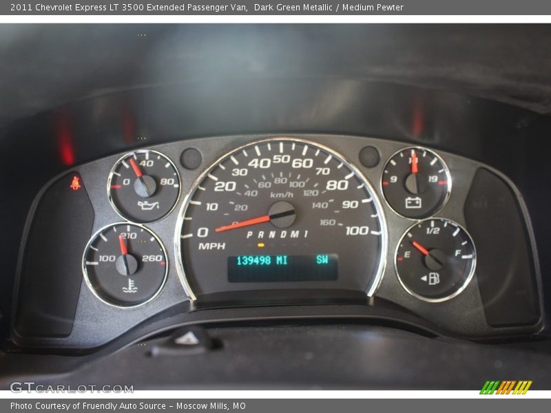Dark Green Metallic / Medium Pewter 2011 Chevrolet Express LT 3500 Extended Passenger Van