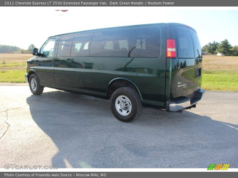 Dark Green Metallic / Medium Pewter 2011 Chevrolet Express LT 3500 Extended Passenger Van
