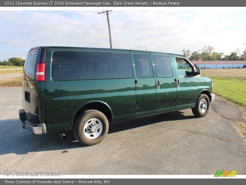Dark Green Metallic / Medium Pewter 2011 Chevrolet Express LT 3500 Extended Passenger Van