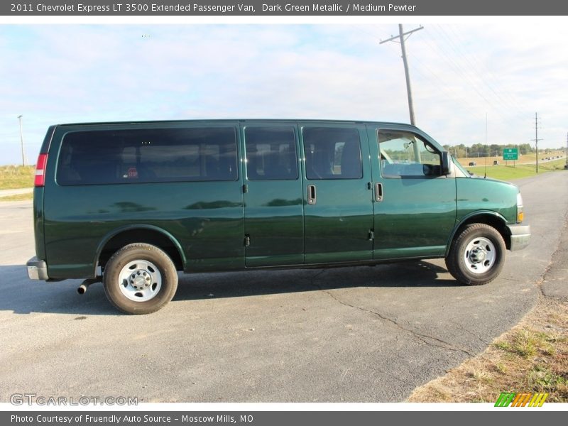 Dark Green Metallic / Medium Pewter 2011 Chevrolet Express LT 3500 Extended Passenger Van