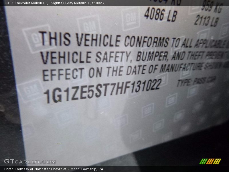 Nightfall Gray Metallic / Jet Black 2017 Chevrolet Malibu LT
