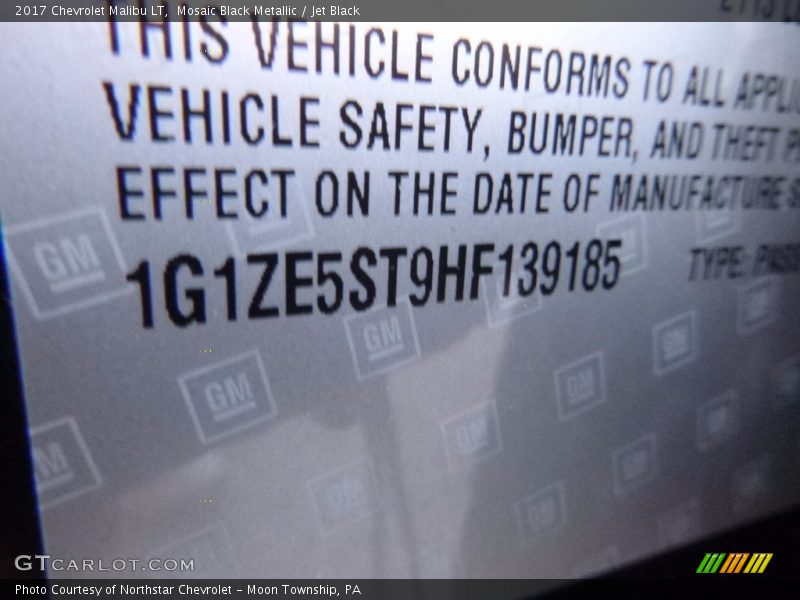 Mosaic Black Metallic / Jet Black 2017 Chevrolet Malibu LT