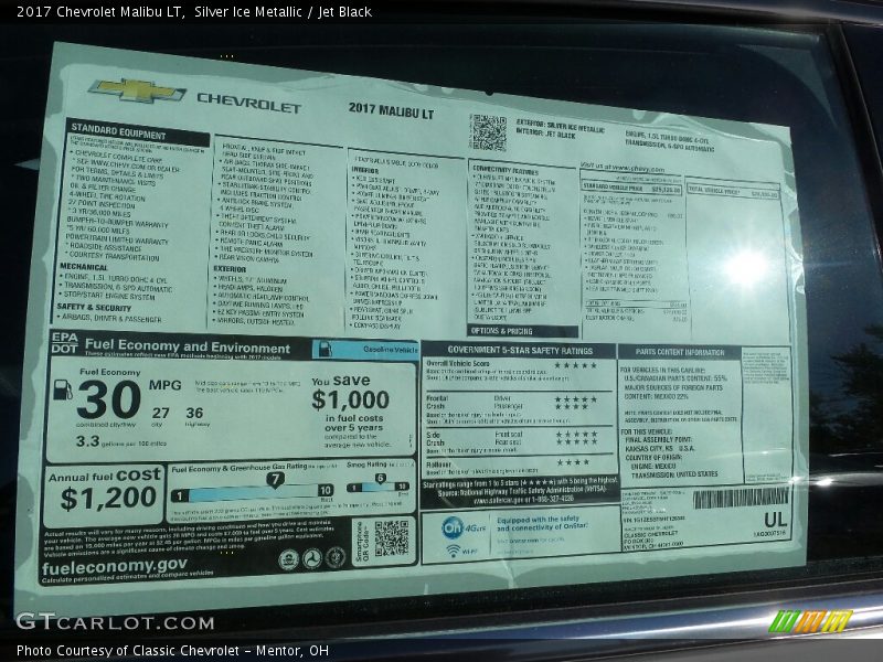 Silver Ice Metallic / Jet Black 2017 Chevrolet Malibu LT