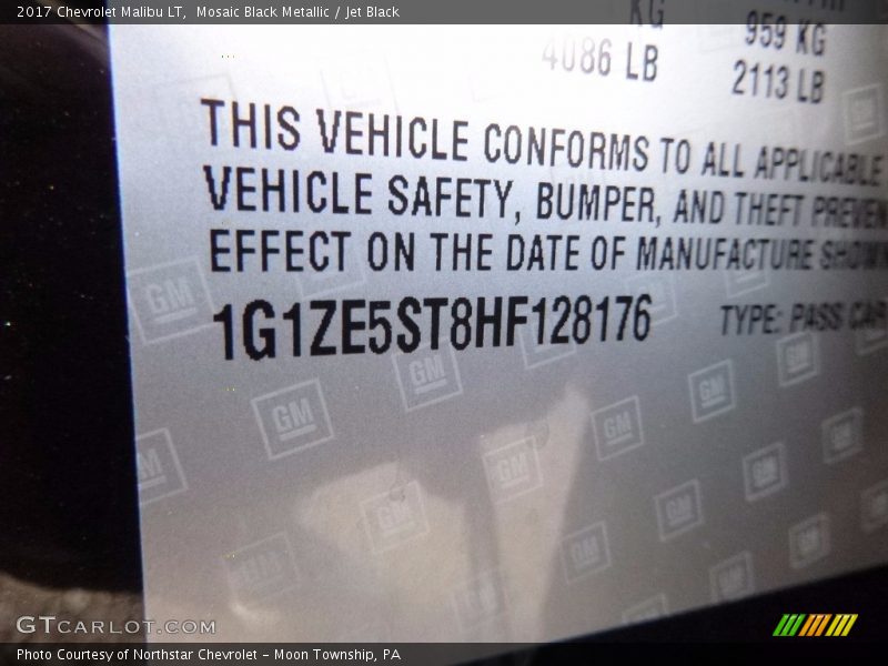 Mosaic Black Metallic / Jet Black 2017 Chevrolet Malibu LT