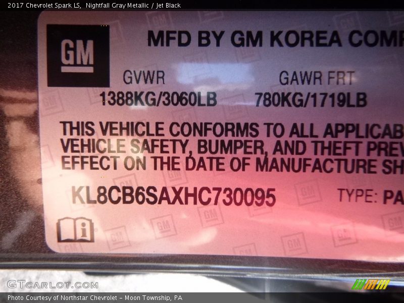 Nightfall Gray Metallic / Jet Black 2017 Chevrolet Spark LS