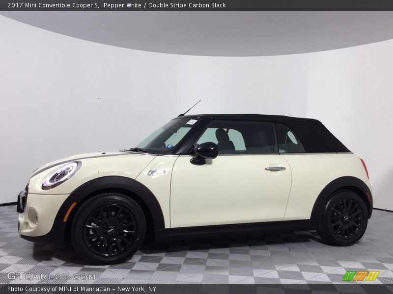 Pepper White / Double Stripe Carbon Black 2017 Mini Convertible Cooper S