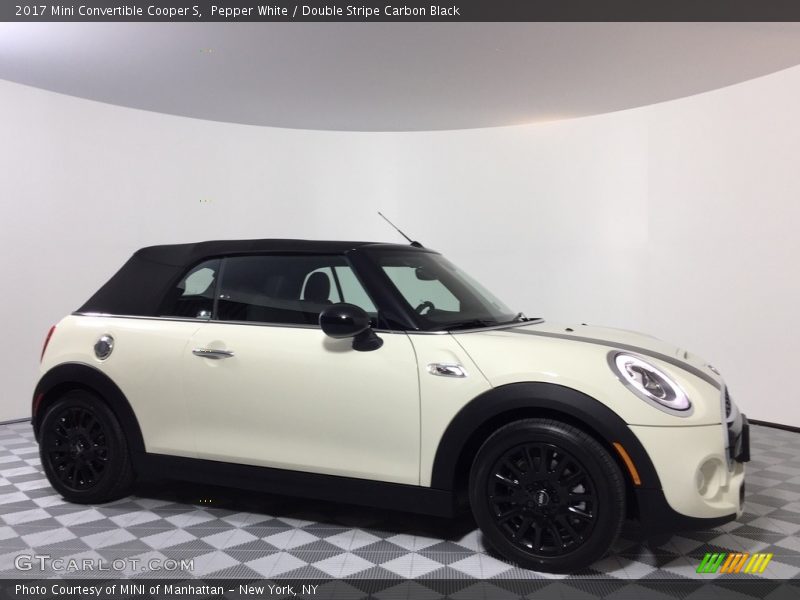 Pepper White / Double Stripe Carbon Black 2017 Mini Convertible Cooper S
