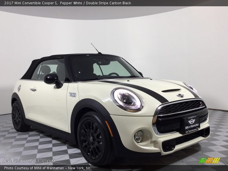 Pepper White / Double Stripe Carbon Black 2017 Mini Convertible Cooper S