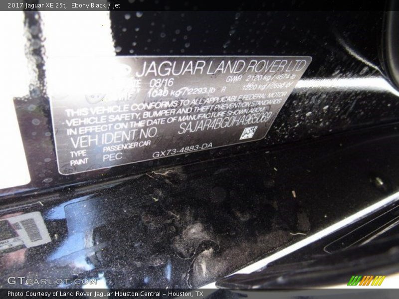 Ebony Black / Jet 2017 Jaguar XE 25t