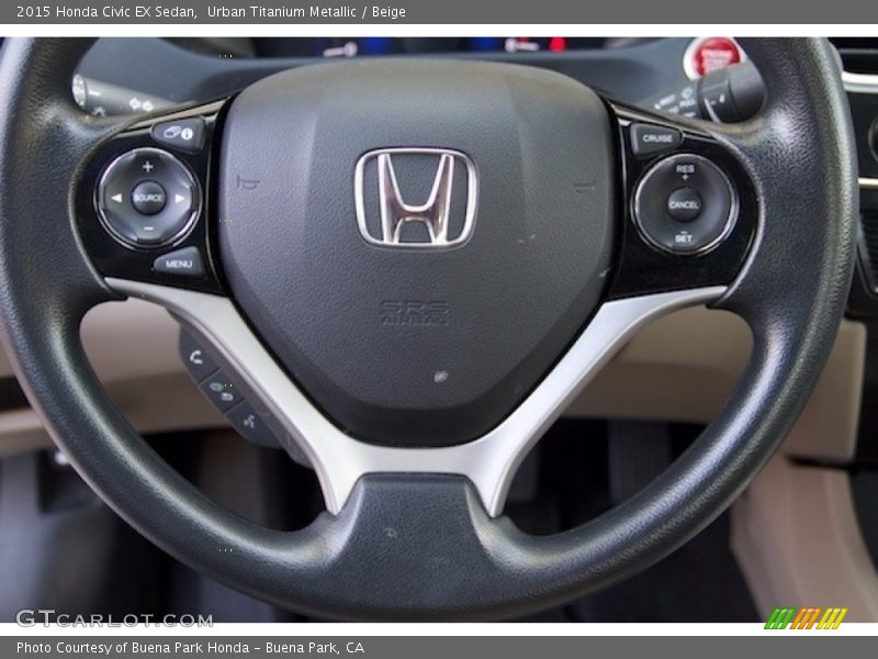 Urban Titanium Metallic / Beige 2015 Honda Civic EX Sedan