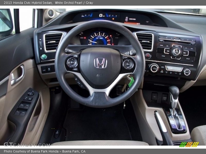 White Orchid Pearl / Gray 2013 Honda Civic Hybrid Sedan