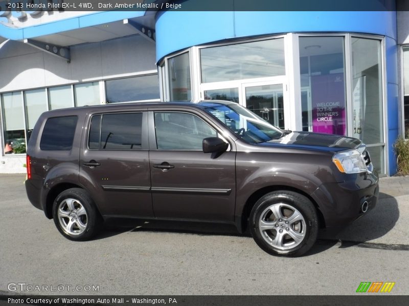 Dark Amber Metallic / Beige 2013 Honda Pilot EX-L 4WD