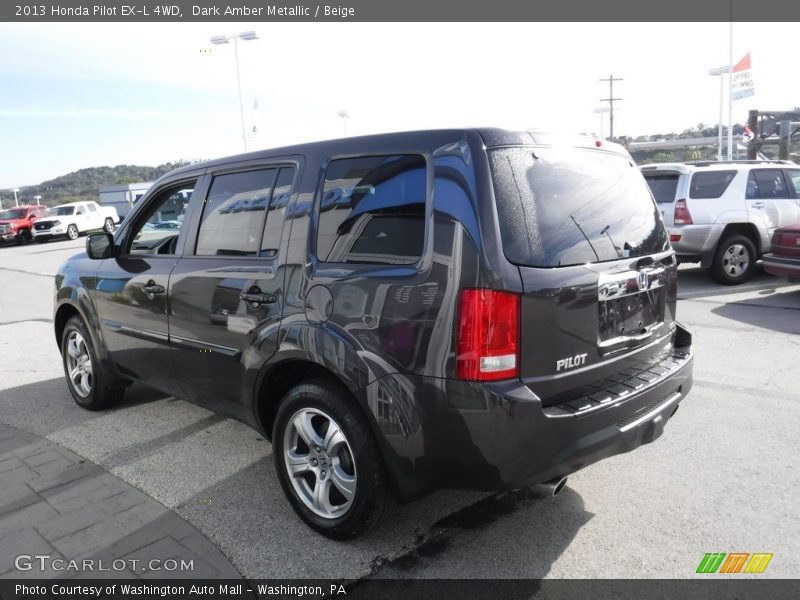 Dark Amber Metallic / Beige 2013 Honda Pilot EX-L 4WD