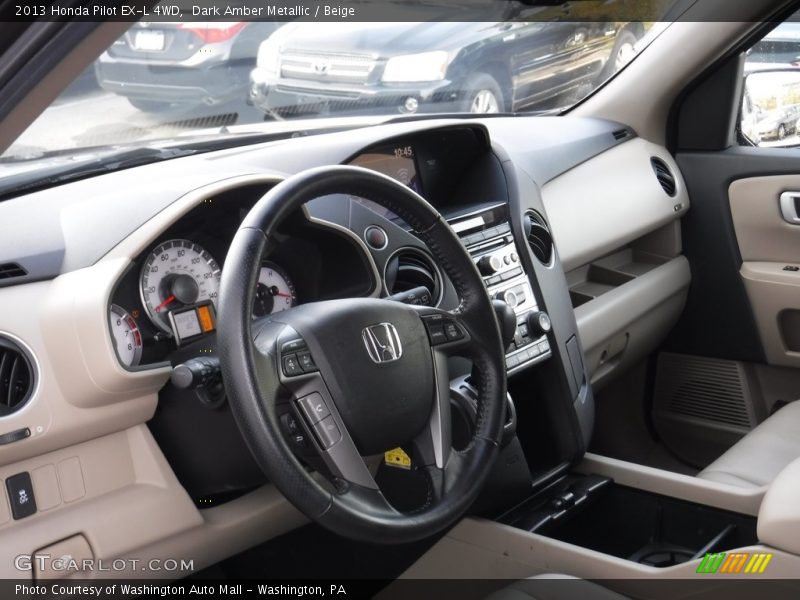 Dark Amber Metallic / Beige 2013 Honda Pilot EX-L 4WD