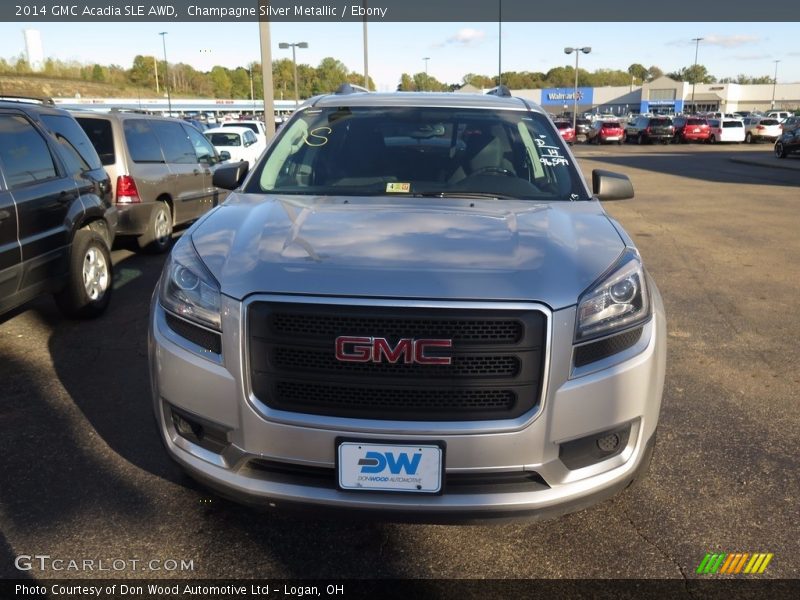 Champagne Silver Metallic / Ebony 2014 GMC Acadia SLE AWD