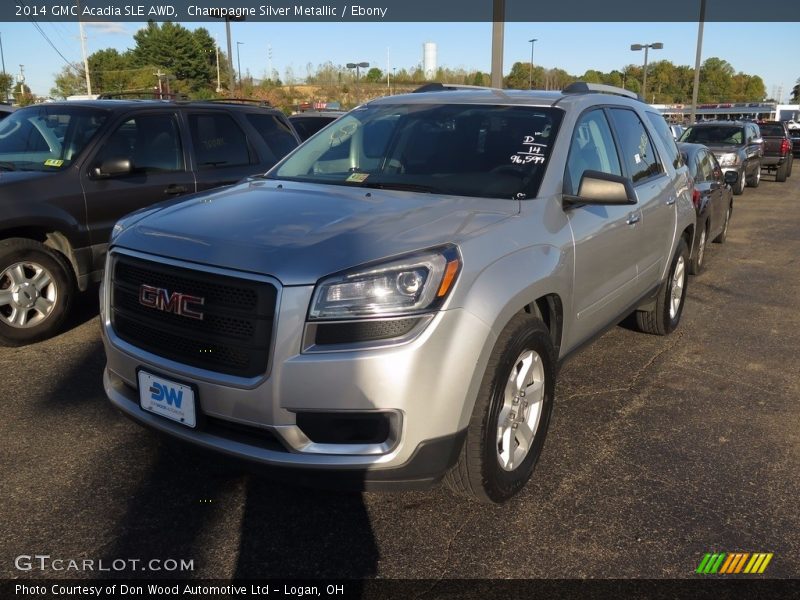 Champagne Silver Metallic / Ebony 2014 GMC Acadia SLE AWD