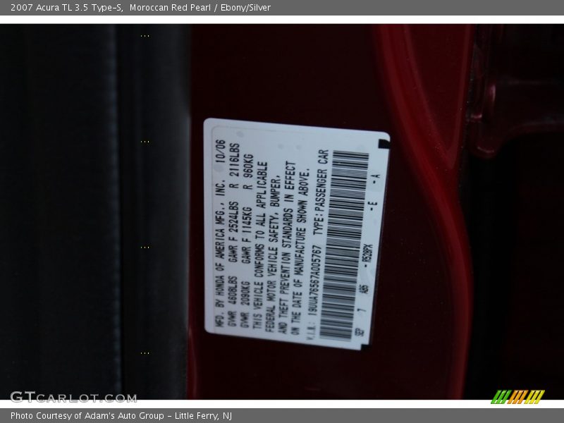 Moroccan Red Pearl / Ebony/Silver 2007 Acura TL 3.5 Type-S