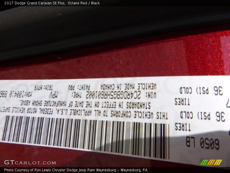 Octane Red / Black 2017 Dodge Grand Caravan SE Plus