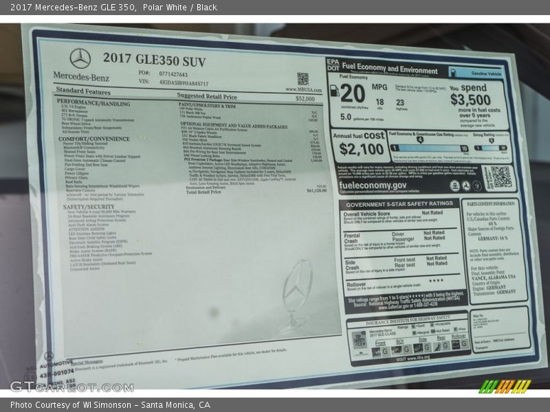 Polar White / Black 2017 Mercedes-Benz GLE 350