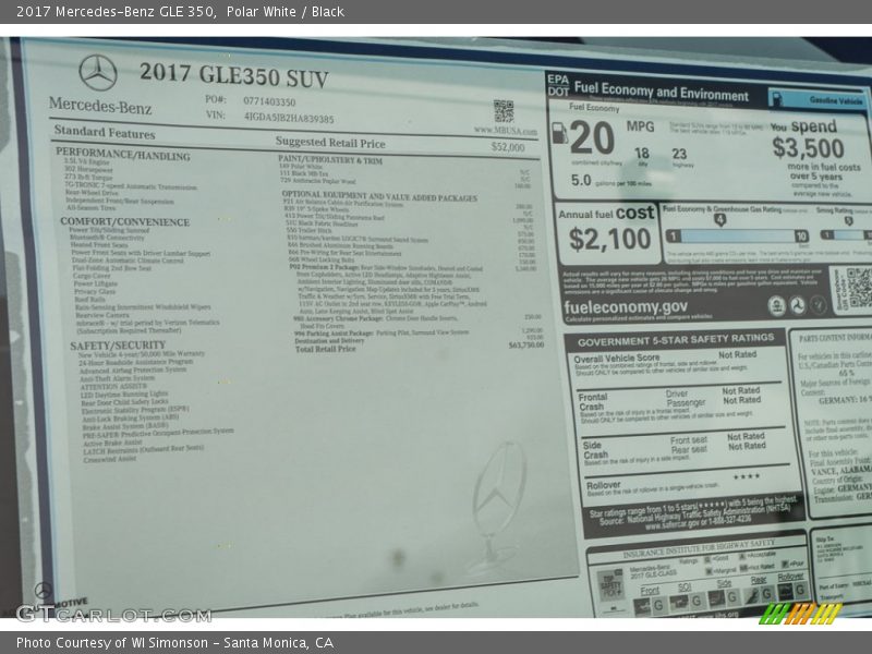 Polar White / Black 2017 Mercedes-Benz GLE 350