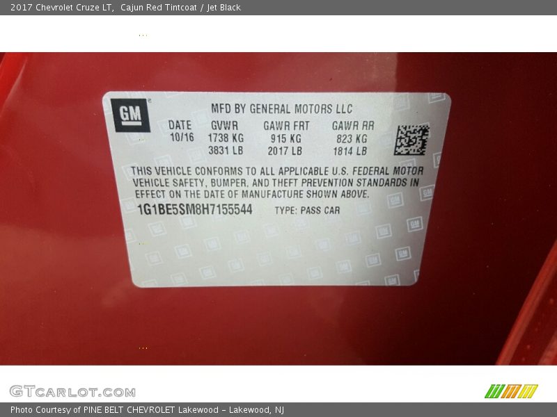 Cajun Red Tintcoat / Jet Black 2017 Chevrolet Cruze LT