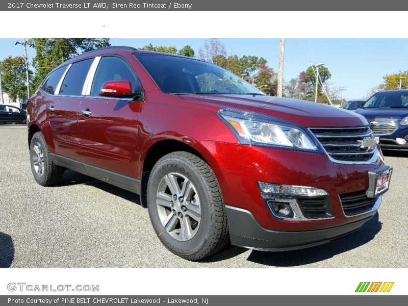 Siren Red Tintcoat / Ebony 2017 Chevrolet Traverse LT AWD