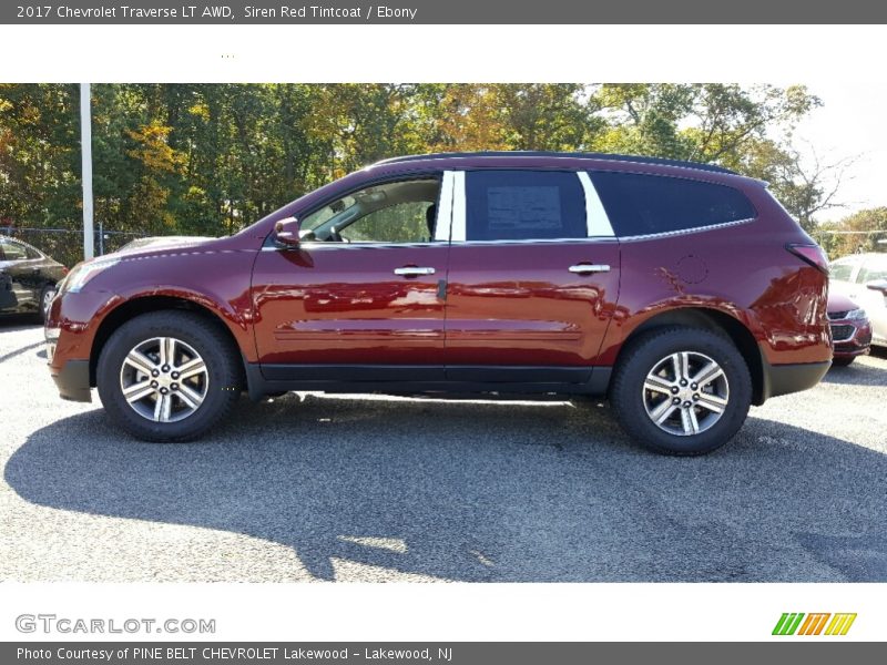 Siren Red Tintcoat / Ebony 2017 Chevrolet Traverse LT AWD