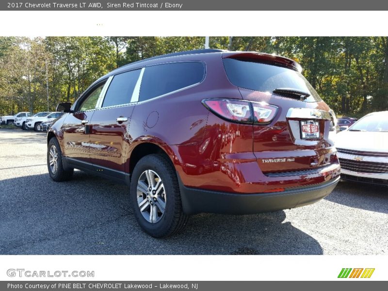 Siren Red Tintcoat / Ebony 2017 Chevrolet Traverse LT AWD
