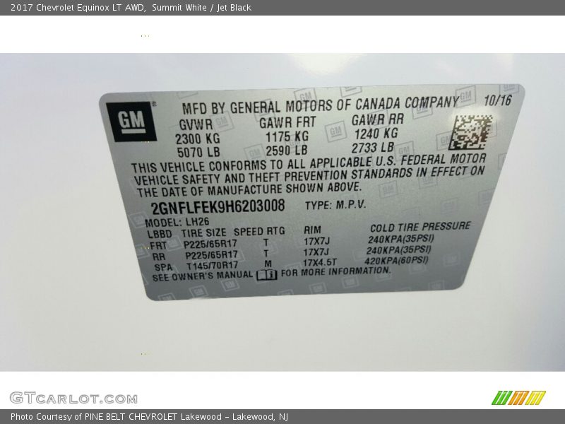 Summit White / Jet Black 2017 Chevrolet Equinox LT AWD