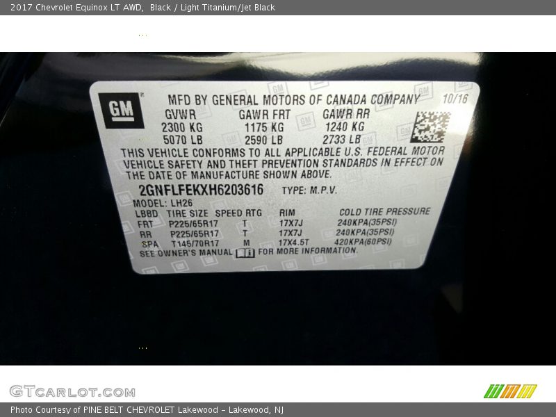 Black / Light Titanium/Jet Black 2017 Chevrolet Equinox LT AWD