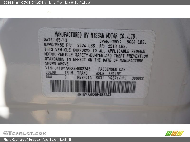Moonlight White / Wheat 2014 Infiniti Q 50 3.7 AWD Premium